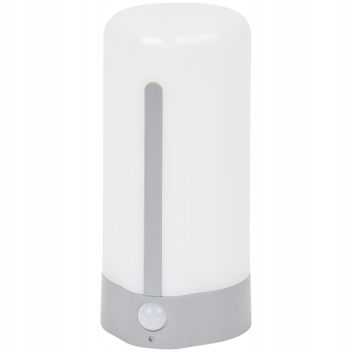 Lampka nocna LED możliwość ładowania czujnik ruchu akumulatorowa SREBRNA