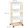 Wózek platforma na kółkach bambus 4 poziomowy salon kuchnia łazienka 88 cm