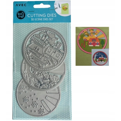 Wykrojnik szablon 3D Scenka dom lato zima do wycinania embossing 3 sztuki