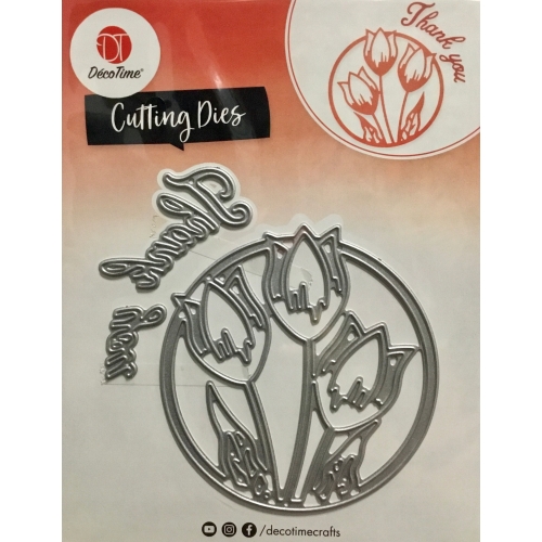 Wykrojnik szablon tulipany tahank you do wycinania embossing 3 sztuki