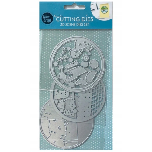 Wykrojnik szablon 3D Scenka skuter do wycinania embossing avec 3 sztuki
