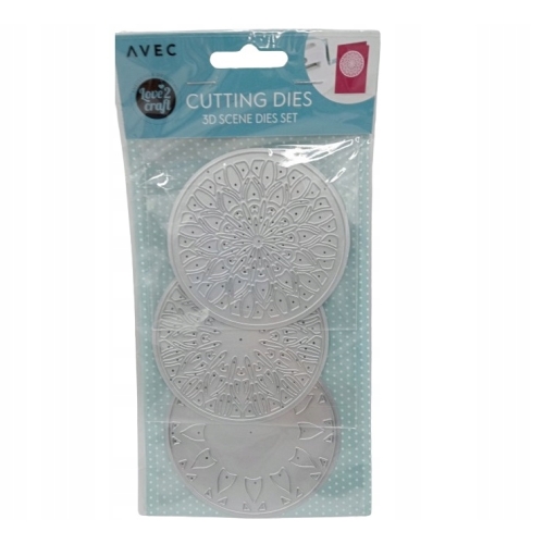 Wykrojnik szablon 3D 3 sztuki Mandala do wycinania embossing Avec