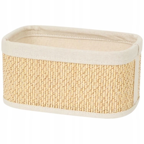 Koszyk organizer z wyściółką bambusowy 23 x 14 x 11,5 cm kosmetyki jasny