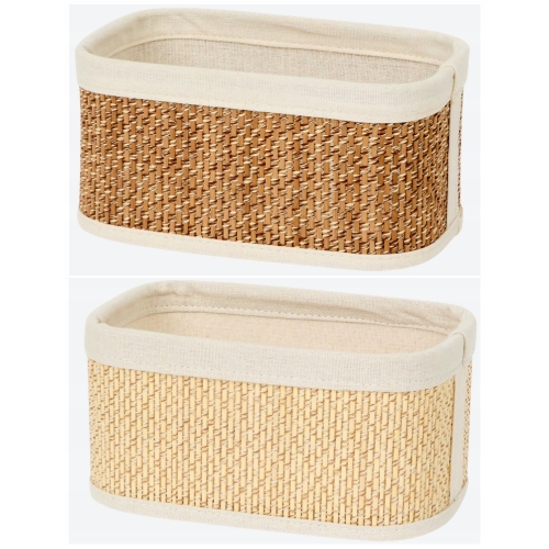 Koszyk organizer z wyściółką bambusowy kosmetyki bielizna 23 x 14 x 11,5 cm