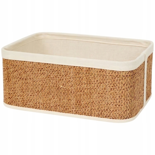 Koszyk organizer z wyściółką bambusowy kosmetyki bielizna 36 x 26 x 15,5 cm