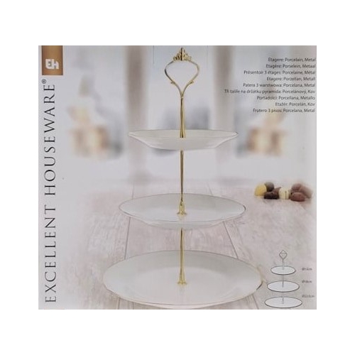 Porcelanowa etażerka patera 3 poziomowa Excellent Houseware 22,5 cm