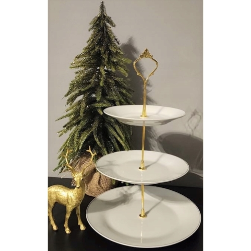Porcelanowa etażerka patera 3 poziomowa Excellent Houseware 22,5 cm