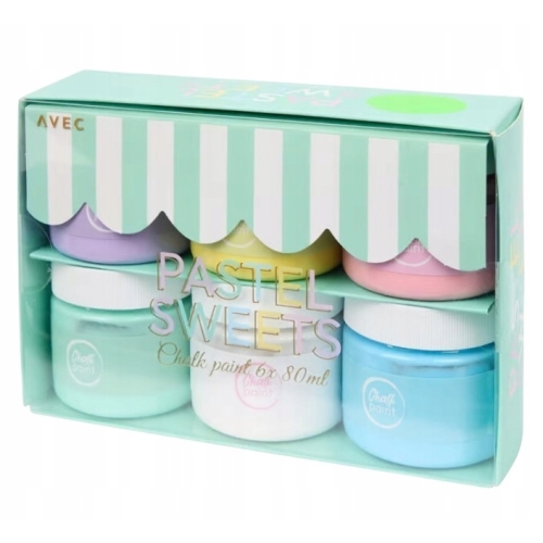 FARBY KREDOWE WODNE AKRYLOWE SŁOICZKI 6 x 80 ml PASTEL MAT