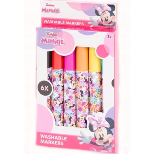 Flamastry Mazaki Markery Pisaki Zmywalne Myszka Minnie Rysowanie 6 szt