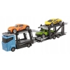 Zestaw: Czerwona Laweta 3 Aut Mega Transporter Teamsterz Orange Blue Violet