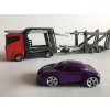 Zestaw: Czerwona Laweta 3 Aut Mega Transporter Teamsterz Orange Blue Violet