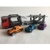 Zestaw: Czerwona Laweta 3 Aut Mega Transporter Teamsterz Orange Blue Violet