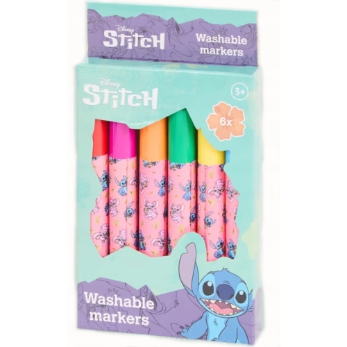 Flamastry Mazaki Markery Pisaki Zmywalne Disney Stitch Rysowanie 6 szt