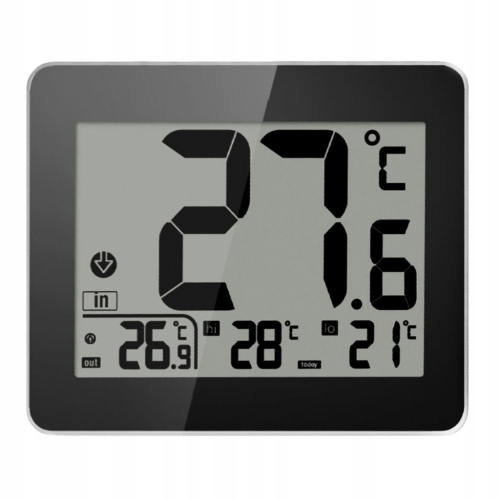 Termometr Higrometr Zegar 3w1 uchwyt magnetyczny duży wyświetlacz LCD Biały