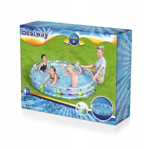 BASEN DMUCHANY DLA DZIECI BESTWAY 183 x 33cm rozporowy mocny rybki żółw