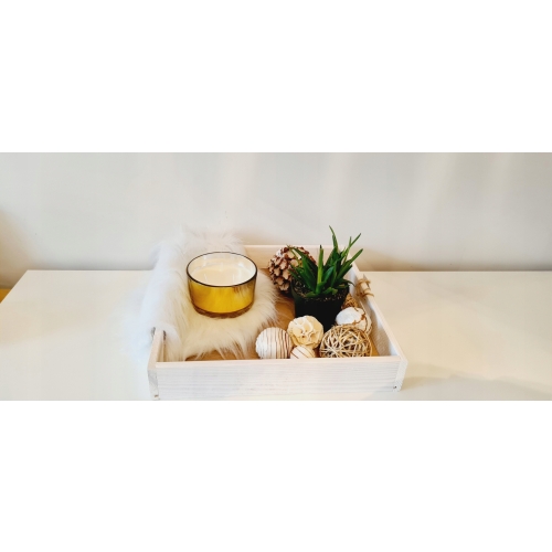 Taca do serwowania z drewna tekowego patera L biał