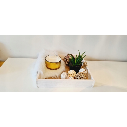 Taca do serwowania z drewna tekowego patera L biał