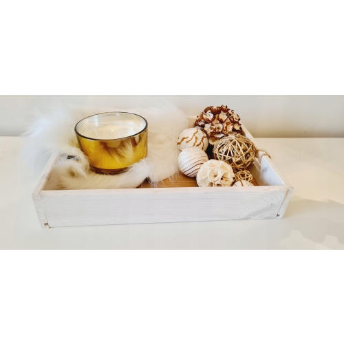 Taca do serwowania z drewna tekowego patera L biał