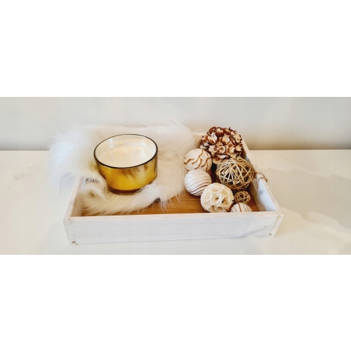 Taca do serwowania z drewna tekowego patera L biał