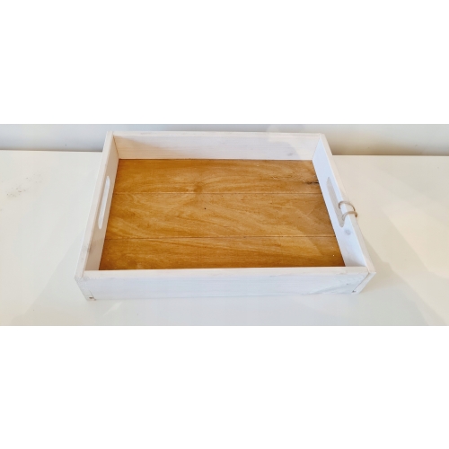 Taca do serwowania z drewna tekowego patera L biał