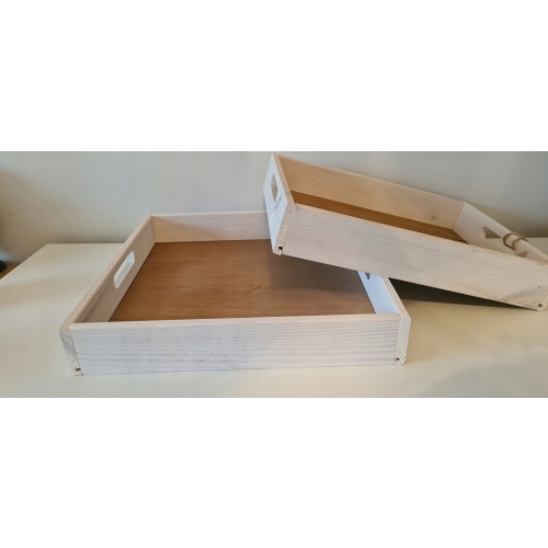 Taca do serwowania z drewna tekowego patera L biał