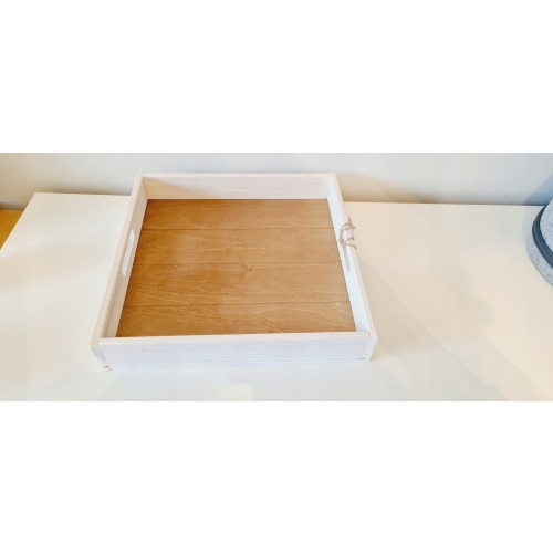 Taca do serwowania z drewna tekowego patera L biał