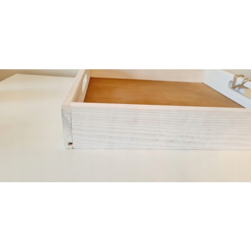 Taca do serwowania z drewna tekowego patera L biał