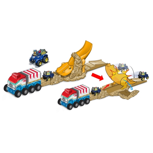 PAW PATROL DINO RESCUE CHASE ZESTAW TOR Z WYRZUTNIĄ T-REX NIEBIESKIE AUTKO