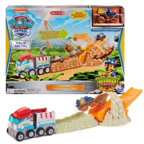 PAW PATROL DINO RESCUE CHASE ZESTAW TOR Z WYRZUTNIĄ T-REX NIEBIESKIE AUTKO