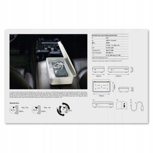 PUDEŁKO STERYLIZATOR UV dezynfekcja przedmiotów usuwanie bakterii