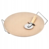 Kamień do pizzy z kordierytu okrągły z nożem w kolorze białym Ø 33 cm