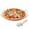 Kamień do pizzy z kordierytu okrągły z nożem w kolorze białym Ø 33 cm