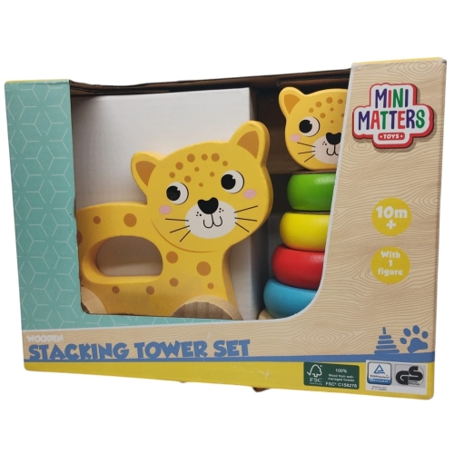 Drewniana Wieża Piramida do Układania DLA DZIECI KOTEK MINI MATTERS 10 M+