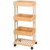 Wózek platforma na kółkach bambus natural 4 poziomowy salon łazienka 88 cm