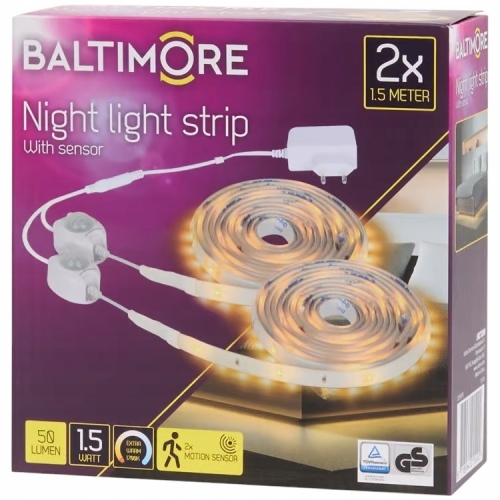 TAŚMY LED BALTIMORE CIEPŁY BIAŁY 1,5m x 2 sztuki 50 LUMENÓW CZUJNIKI RUCHU