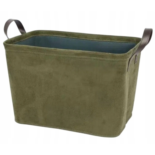 WELUROWY AKSAMITNY KOSZYK DO PRZECHOWYWANIA Z RĄCZKAMI 38 x 26 x 25 KHAKI