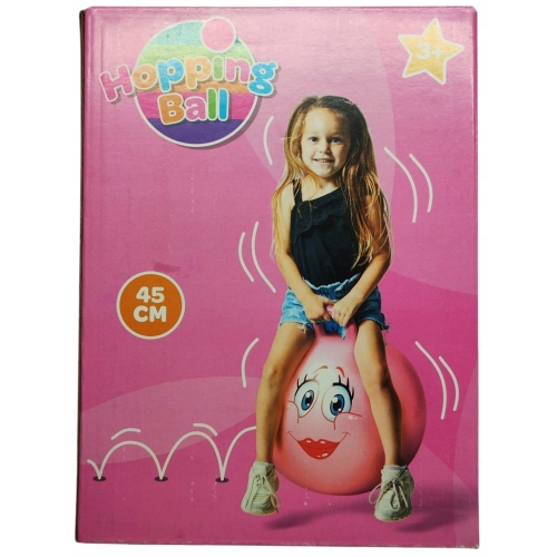 Piłka do skakania skacząca + uchwyt dla dzieci pompowana duża 45cm Różowa