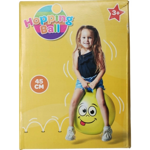 Piłka do skakania skacząca + uchwyt dla dzieci pompowana duża ŻÓŁTA 45 cm