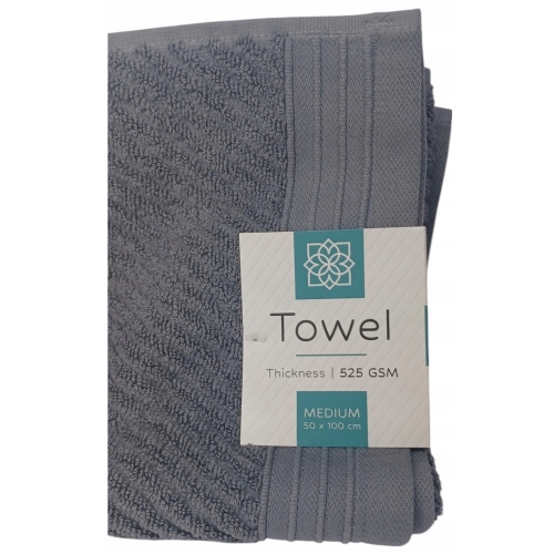 Ręcznik kąpielowy 100 % BAWEŁNA FROTTE ANTRACYT 525 GSM MIĘKKI 50 x 100 cm