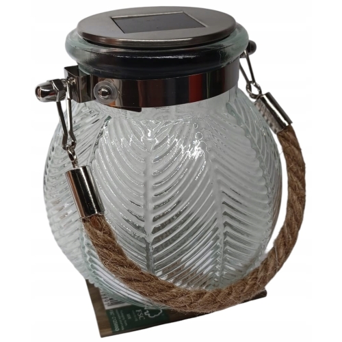 LAMPA SOLARNA LATARENKA OGRODOWA Z UCHWYTEM JUTA LED BIAŁA CIEPŁA LIŚĆ