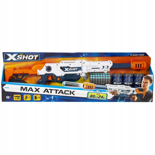WYRZUTNIA PISTOLET X SHOT MAX ATTACK 24 STRZAŁKI !