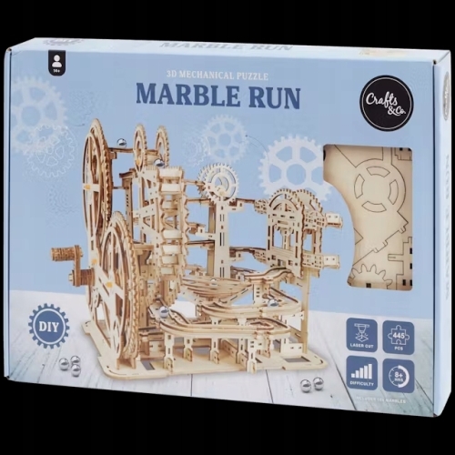 PUZZLE 3D TOR KULKOWY DREWNIANY MARBLE RUN KREATYWNA ZABAWA DIY