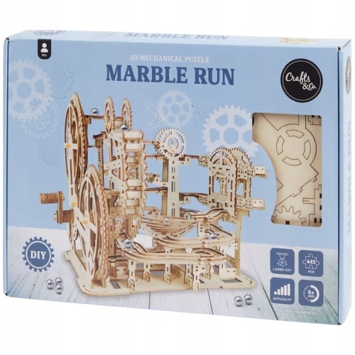 Marble Run Wciągnik Stopniowy TOR KULKOWY DREWNIANY PUZZLE 3D DIY