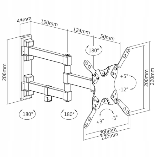 Uchwyt Cabletech UCH0195 REGULOWANY PION POZIOM UCHYLNY 13-42 UNIWERSALNY