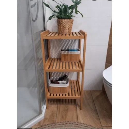 BAMBUSOWY REGAŁ SZAFKA STOJĄCA 3 PÓŁKI ŁAZIENKA KUCHNIA KORYTARZ 75x33x33cm
