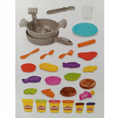 Play-Doh Fun Factory Kreatywny Zestaw Obiadowy 6 Tub i 14 Akcesoriami F8119