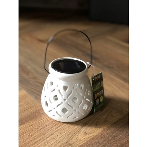 LAMPION SOLARNY CERAMICZNY LATARENKA LAMPKA SOLARNA OGRODOWA KWADRACIKI