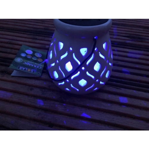 LAMPION SOLARNY CERAMICZNY LATARENKA LAMPKA SOLARNA OGRODOWA KWADRACIKI