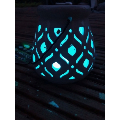 LAMPION SOLARNY CERAMICZNY LATARENKA LAMPKA SOLARNA OGRODOWA KWADRACIKI