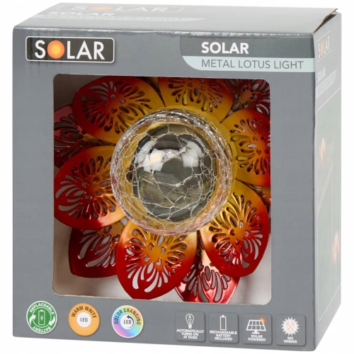Lampka ogrodowa Solar czujnik zmierzchu szkło metal 17 x 9,5 multikolor red